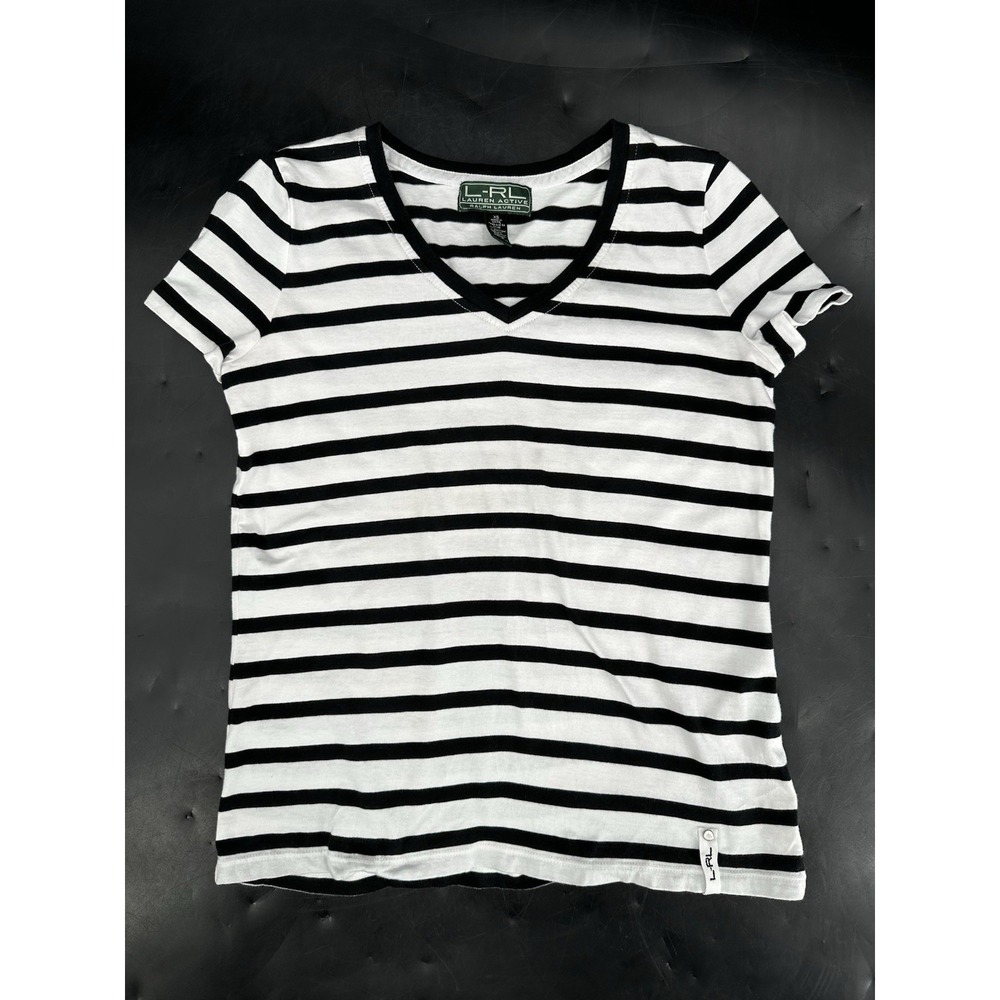Lauren‎ Active Ralph Lauren Striped Black & White Tee XS